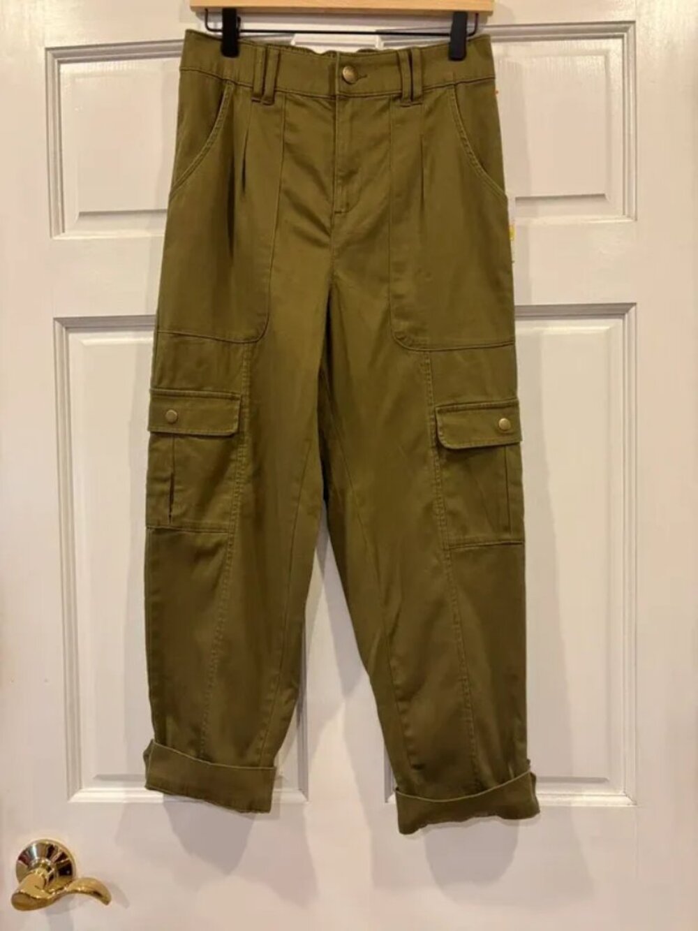 Knox Rose Small High Rise Casual Fit Ankle Cargo Pants Olive Green